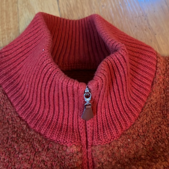 Made in Italy Wool Cashmere Blend Quarter Zip Sweater Long Sleeve Burnt Orange - Picture 2 of 5